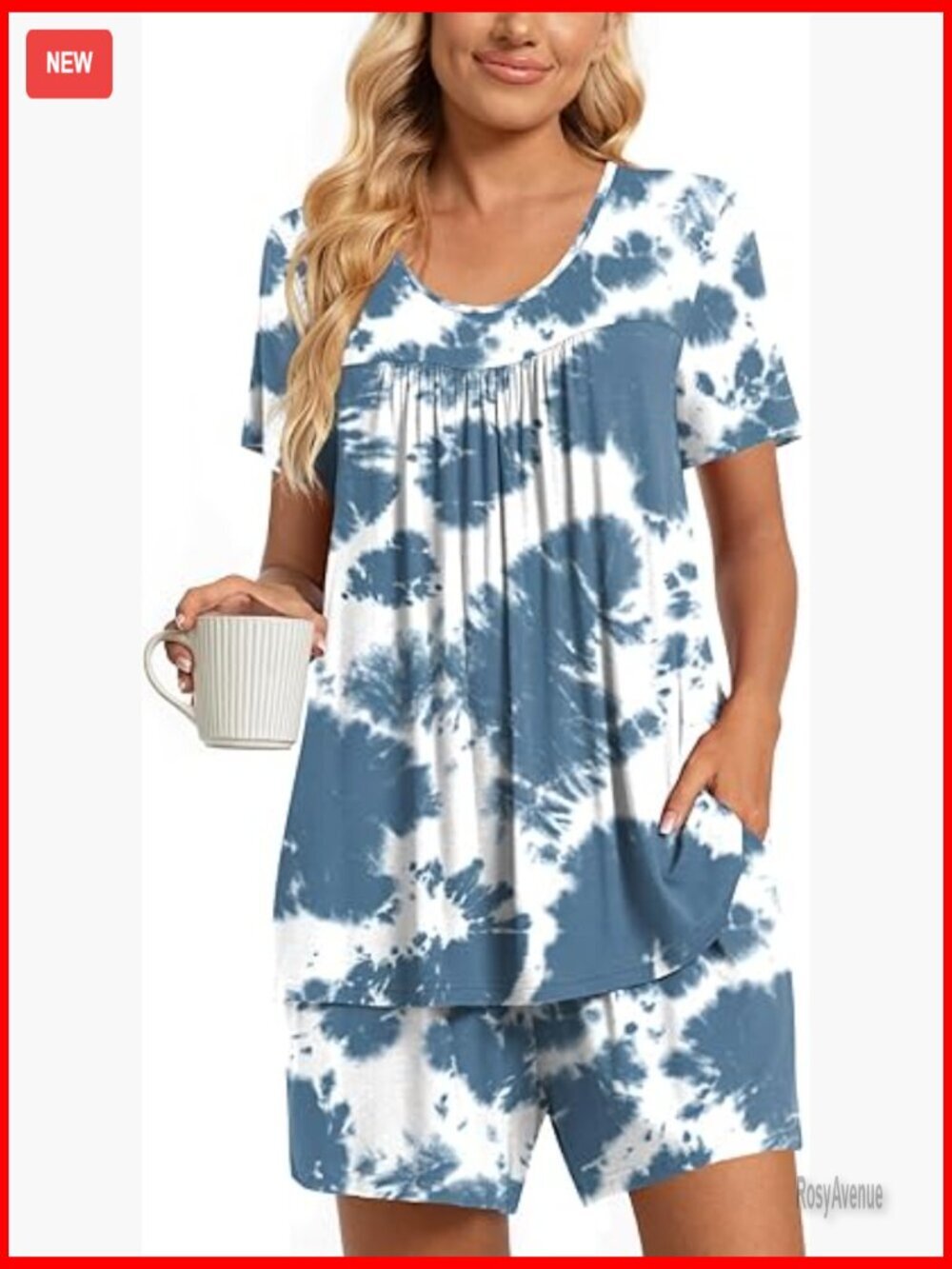 Women's Short Sleeve Pajama Set with Pockets Lounge Sleepwear